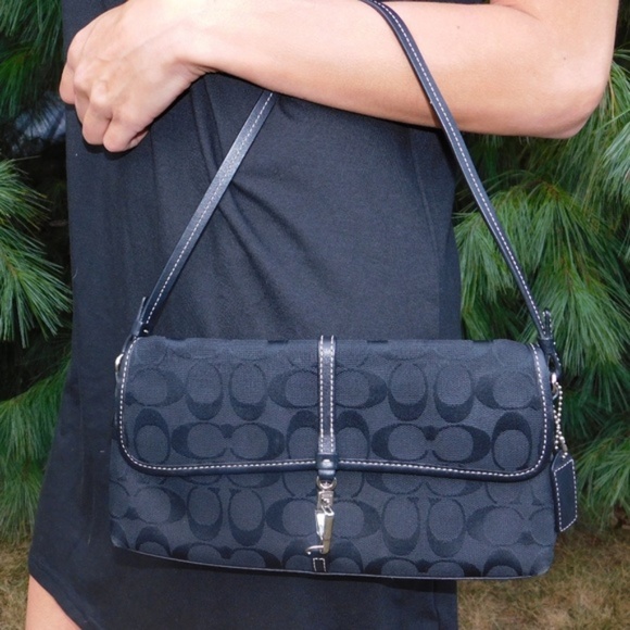 Coach Handbags - COACH Signature Monogram Black Mini Bag